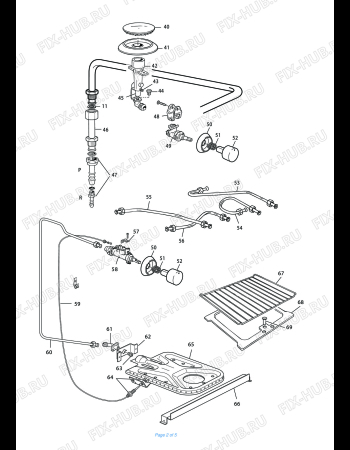 Взрыв-схема плиты (духовки) DELONGHI HPGC 554GN - Схема узла 2