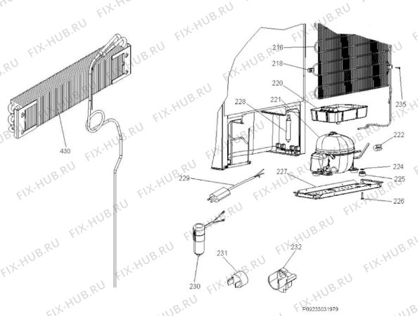 Взрыв-схема холодильника Electrolux EK170012LI - Схема узла Cooling system 017