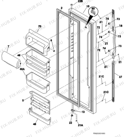 Взрыв-схема холодильника Electrolux ERL6296KK4 - Схема узла Refrigerator door