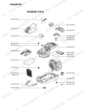 Схема №2 RO594811/410 с изображением Спецфильтр для электропылесоса Rowenta RS-RT3765