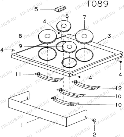 Взрыв-схема комплектующей Zanussi ZS74 - Схема узла H10 Hob