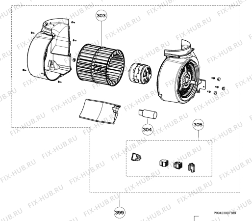 Взрыв-схема вытяжки Aeg Electrolux DD6460-M - Схема узла Section 3