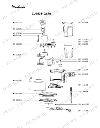 Схема №2 ZU150510/870 с изображением Ручка для электросоковыжималки Moulinex MS-651606