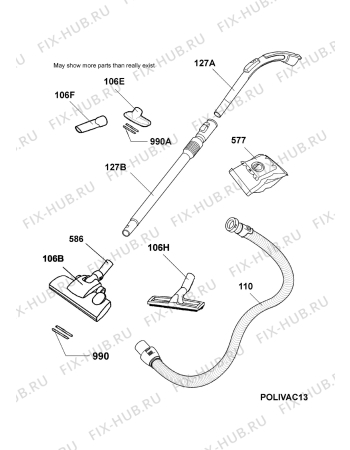 Взрыв-схема пылесоса Electrolux 2271XXL - Схема узла Accessories