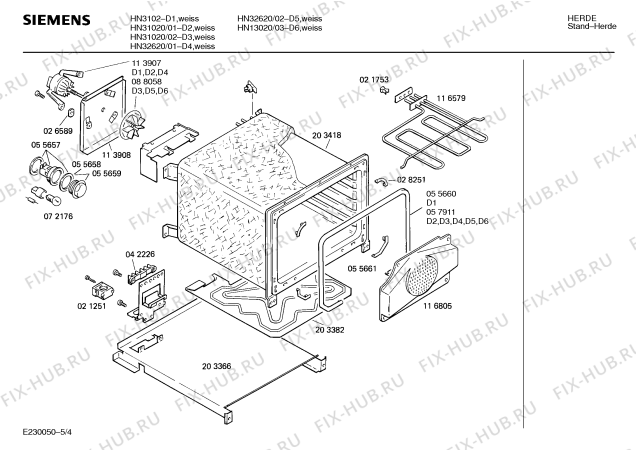 Взрыв-схема плиты (духовки) Siemens HN31020 - Схема узла 04