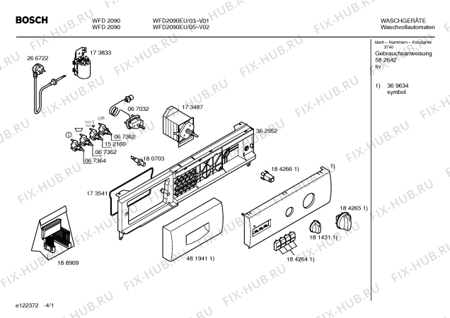 Схема №2 WFD2090EU BOSCH WFD 2090 с изображением Панель управления для стиралки Bosch 00369634