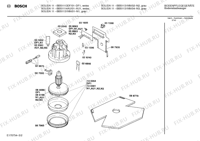 Взрыв-схема пылесоса Bosch BBS1114AU SOLIDA11 - Схема узла 02