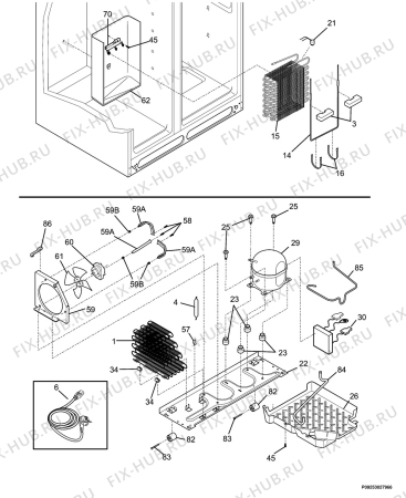 Взрыв-схема холодильника Electrolux ERL6296W10 - Схема узла Cooling system 017