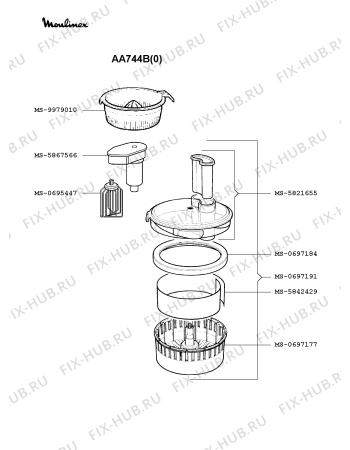 Взрыв-схема кухонного комбайна Moulinex AA744B(0) - Схема узла 1P000187.3P2