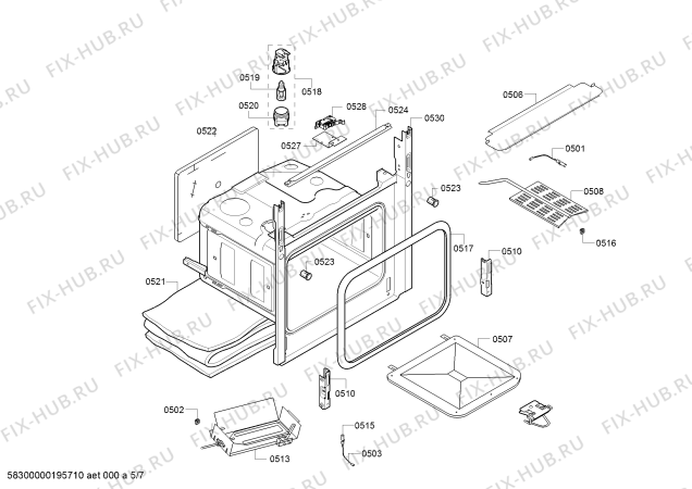 Взрыв-схема плиты (духовки) Bosch HGA223121Z - Схема узла 05