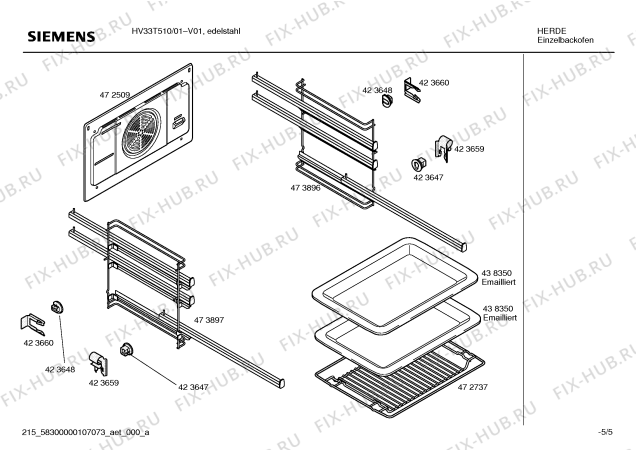 Взрыв-схема плиты (духовки) Siemens HV33T510 - Схема узла 05