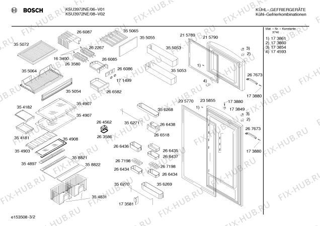 Схема №1 KSU3976NE с изображением Дверь для холодильной камеры Bosch 00215790