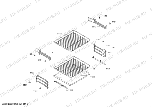 Схема №4 NBA5570S0B с изображением Панель управления для плиты (духовки) Bosch 11024879