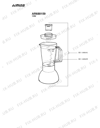 Взрыв-схема блендера (миксера) Imusa AR688159 - Схема узла 0P004953.6P2