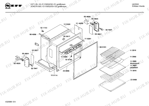 Схема №3 E1152G0 JOKER 150 D CLOU с изображением Панель для плиты (духовки) Bosch 00281979
