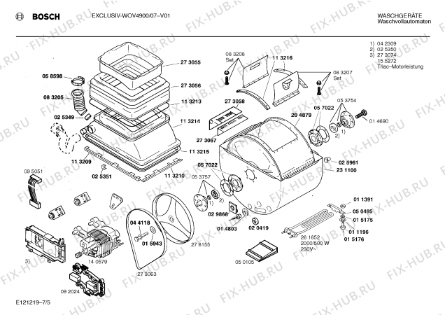 Схема №6 WOV4900 EXCLUSIV с изображением Панель для стиралки Bosch 00283046