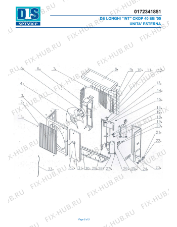Взрыв-схема кондиционера DELONGHI CKPD 20 EB 05 - Схема узла 2