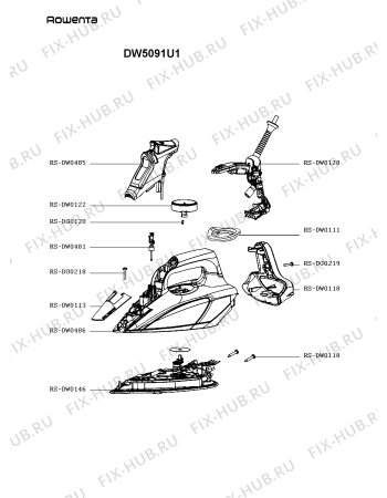 Схема №1 DW5091U1 с изображением Рукоятка для электропарогенератора Rowenta RS-DW0486