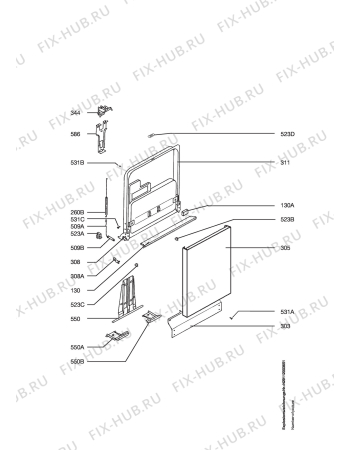 Взрыв-схема посудомоечной машины Privileg 307523_10870 - Схема узла Door 003