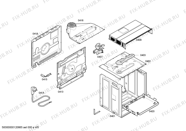 Взрыв-схема плиты (духовки) Bosch HBN594650E - Схема узла 04