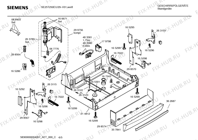 Схема №3 SE25T250EU с изображением Инструкция по эксплуатации для посудомойки Siemens 00592997