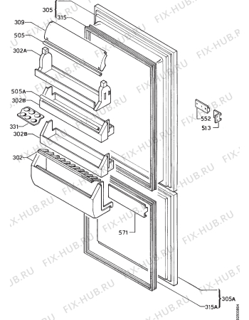 Взрыв-схема холодильника Zanussi ZIC422/9 - Схема узла Door 003