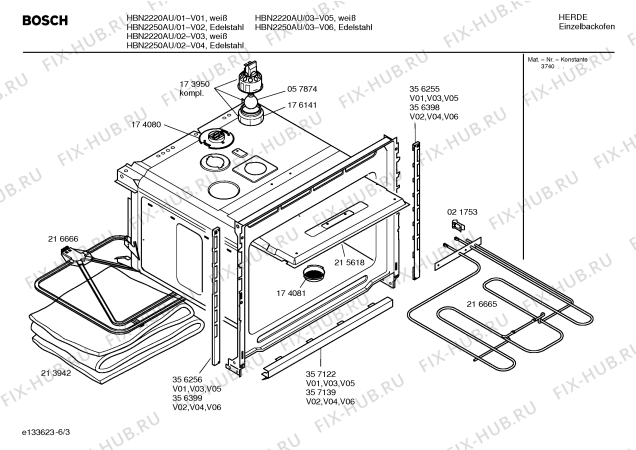 Схема №4 HBN2250AU с изображением Панель управления для плиты (духовки) Bosch 00360243
