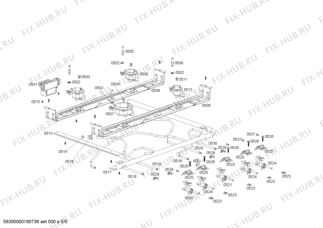 Взрыв-схема плиты (духовки) General Plus FP161K13SH COCINA GENERAL PLUS CDX602EPB OLIMPIA BL - Схема узла 05