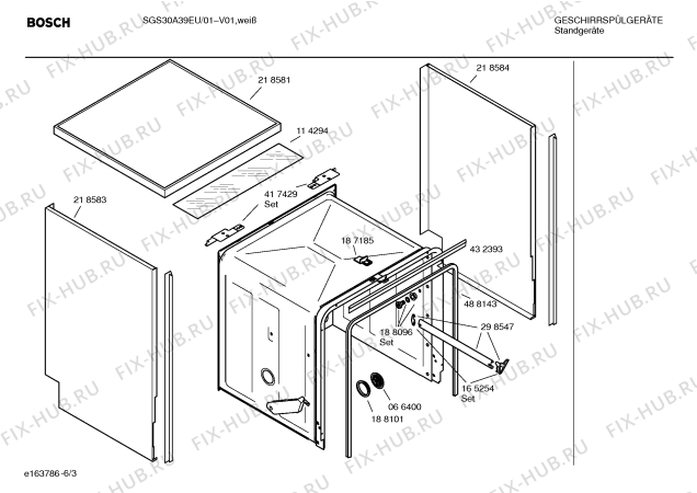 Взрыв-схема посудомоечной машины Bosch SGS30A39EU - Схема узла 03