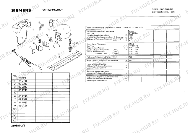 Взрыв-схема холодильника Siemens GS1403 - Схема узла 02