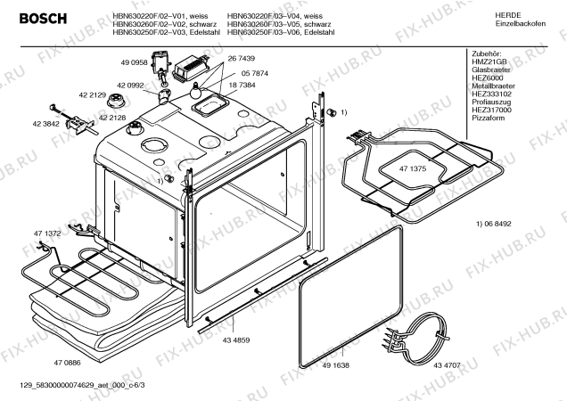 Схема №5 HBN630250F с изображением Панель управления для плиты (духовки) Bosch 00437963