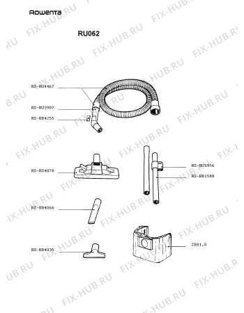 Взрыв-схема пылесоса Rowenta RU062 - Схема узла RU062___.__1