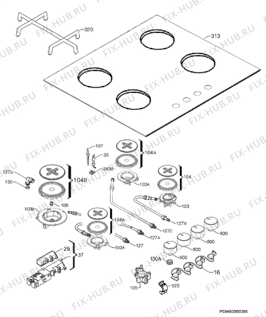 Схема №1 HG654320UM с изображением Поверхность для плиты (духовки) Aeg 3578731014