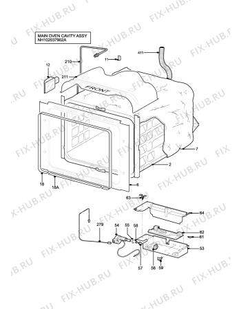 Взрыв-схема плиты (духовки) Parkinson Cowan SIG501WN - Схема узла H10 Main Oven Cavity (large)