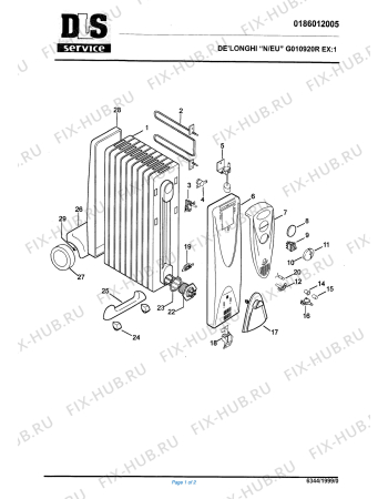 Схема №1 G010920RT EX:2 GIALLO с изображением Тэн для электрообогревателя DELONGHI 5186003700