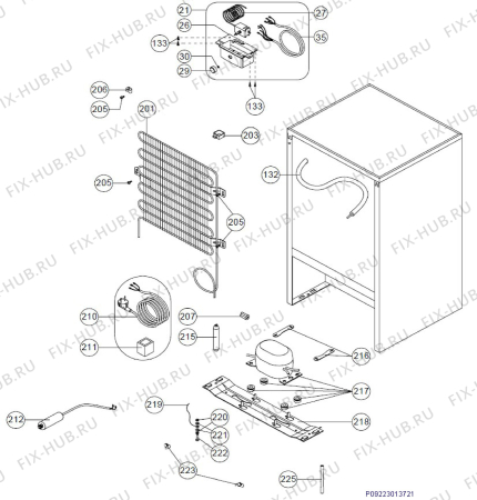 Взрыв-схема холодильника Zanussi ZFT209W0 - Схема узла Cooling system 017