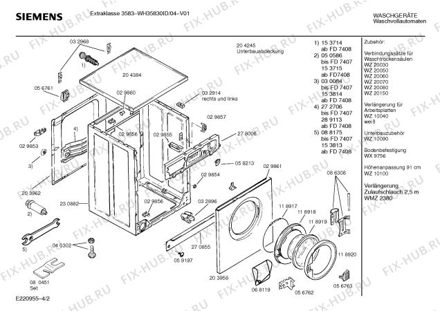 Схема №2 WH35830ID Extraklasse 3583 с изображением Инструкция по эксплуатации для стиральной машины Siemens 00516958