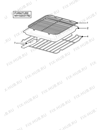 Взрыв-схема плиты (духовки) Electrolux EK5361X (PREMIER) - Схема узла H10 Furniture