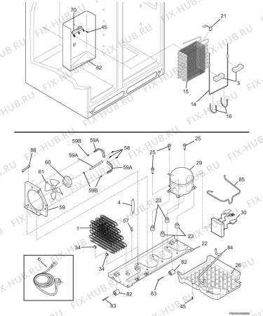 Взрыв-схема холодильника Electrolux ERL6298XX7 - Схема узла Cooling system 017