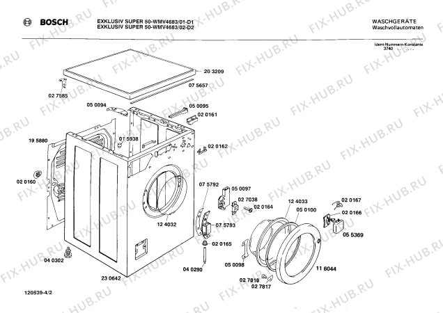 Взрыв-схема стиральной машины Bosch WMV4683 EXKLUSIV SUPER 50 - Схема узла 02