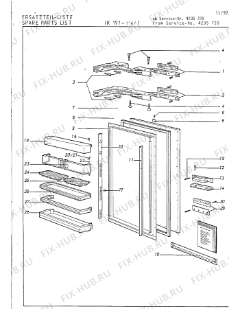 Схема №7 IK191016/1 с изображением Уплотнитель двери для холодильника Bosch 00233414