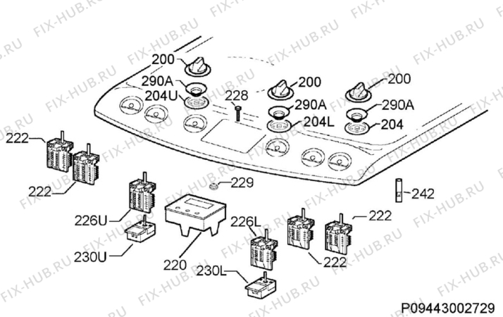 Взрыв-схема плиты (духовки) Zanussi ZCV48300WA - Схема узла Command panel 037