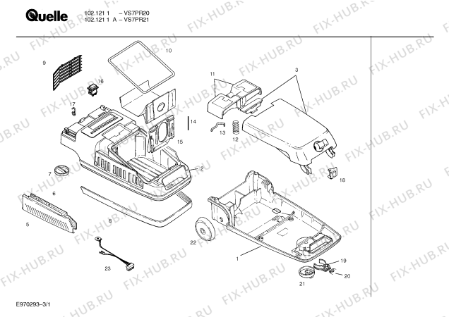 Схема №1 VS7PR21 102.121 1 A с изображением Крышка для электропылесоса Bosch 00297003