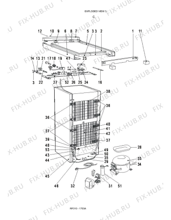 Схема №3 RF310 - 1703A с изображением Электропроводка для холодильной камеры Whirlpool 482000016965