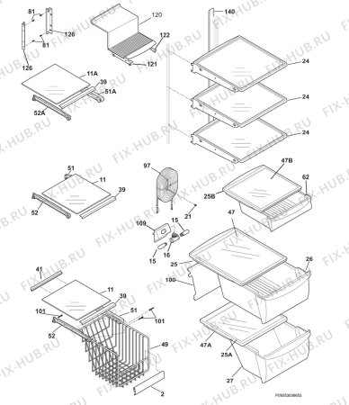 Взрыв-схема холодильника Electrolux ERL6297XS10 - Схема узла Housing, inner