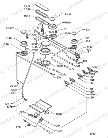 Взрыв-схема плиты (духовки) Castor C2949P - Схема узла Functional parts 267