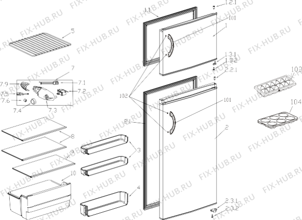 Взрыв-схема холодильника Gorenje RF4142ANW (594995, HZZS21261) - Схема узла 02