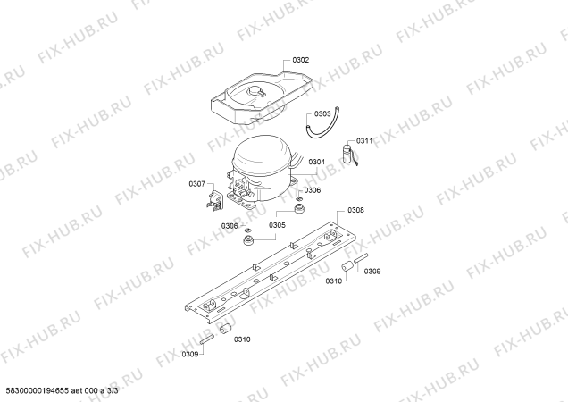 Взрыв-схема холодильника Siemens KD53NNL20N - Схема узла 03