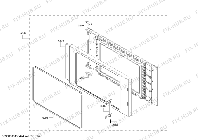 Схема №2 HF25G5R2 с изображением Дверь для плиты (духовки) Siemens 00689311