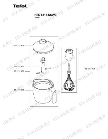 Взрыв-схема блендера (миксера) Tefal HB713161/6W0 - Схема узла 3P003607.5P2